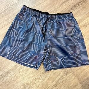 Blue Reebok Patterned Athletic Shorts